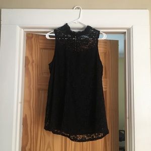 Sleeveless black lace overlay tank